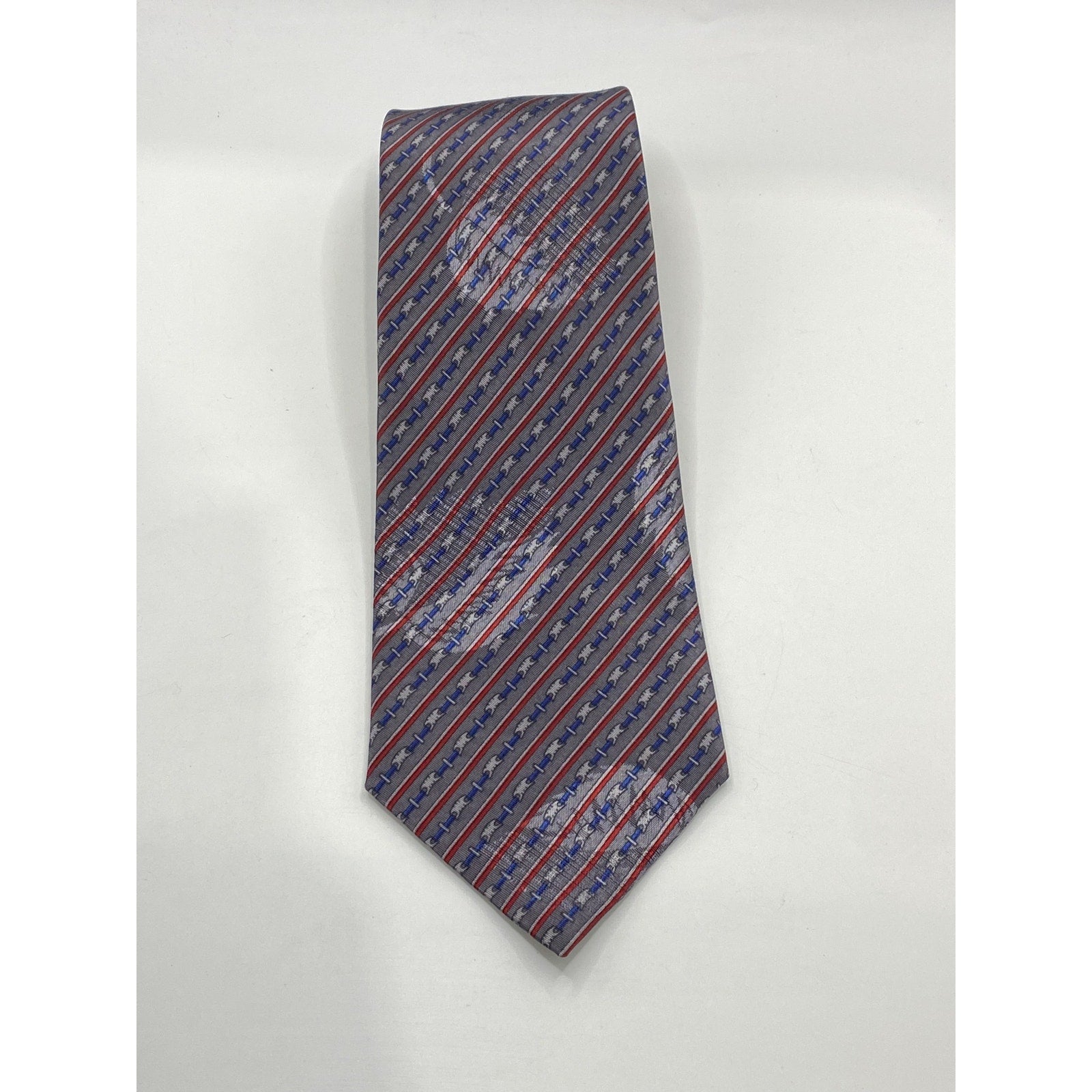 CITY GOLD Men's Navy-Burgundy Poly Silk Printed Casual Tie SZ OS