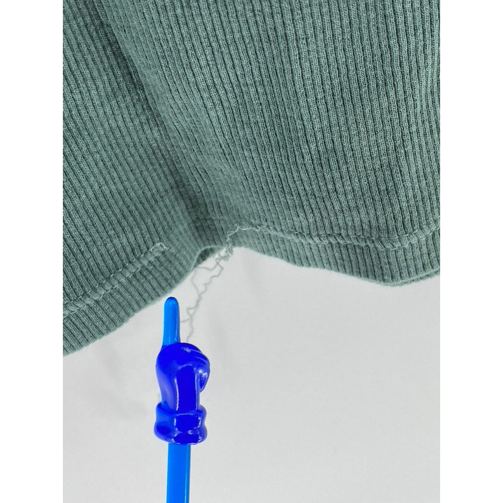 ZARA Women's Dark Green Straight-Neck Short Sleeve Midi Bodycon Dress SZ S