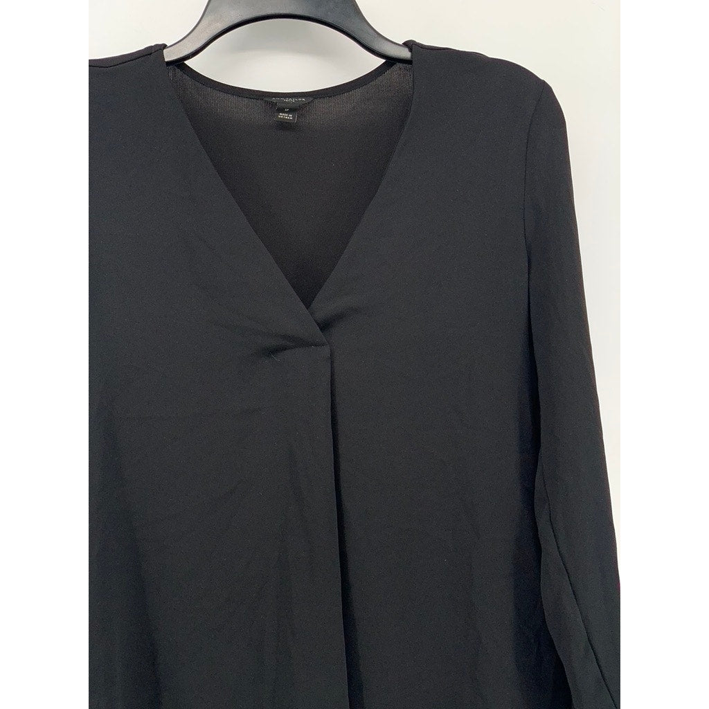 ANN TAYLOR Women's Black Petite V-Neck Long Sleeve Top SZ SP