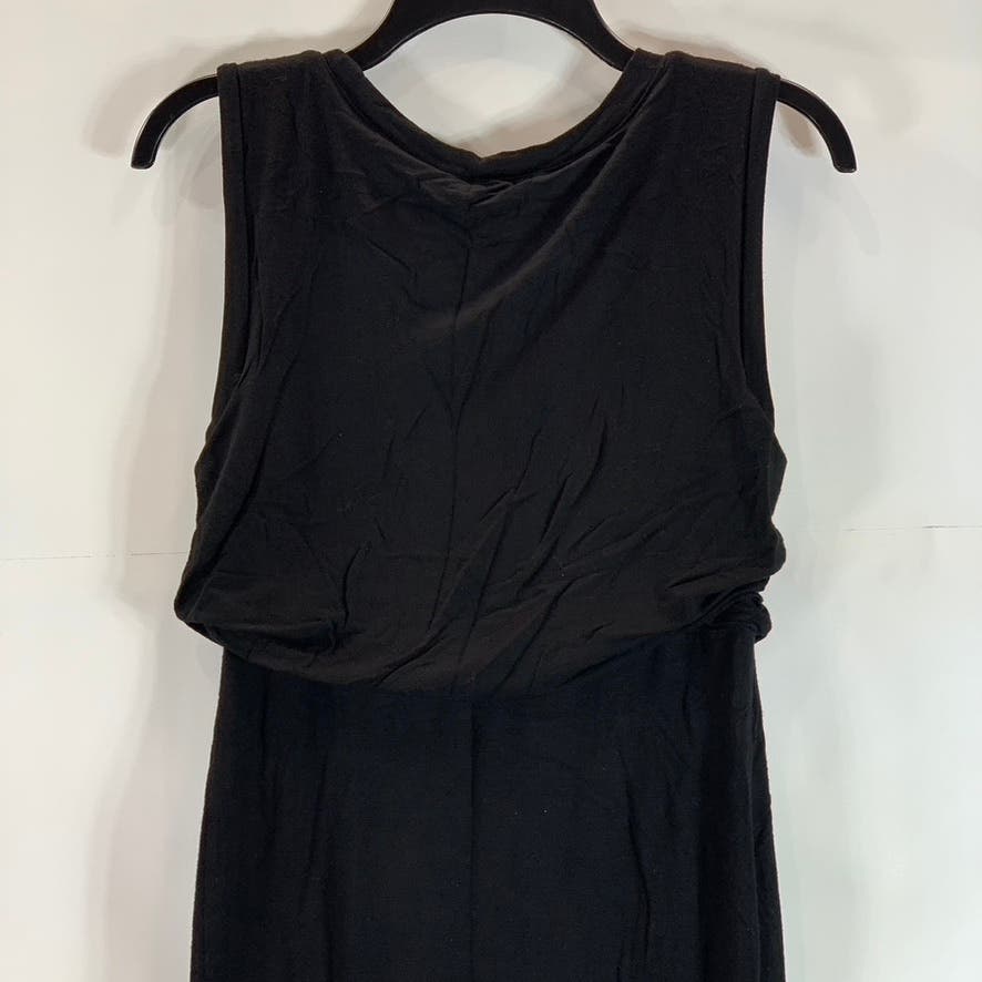 LEITH Women's Solid Black Sleeveless Casual Pullover Knee-Length Dress SZ M
