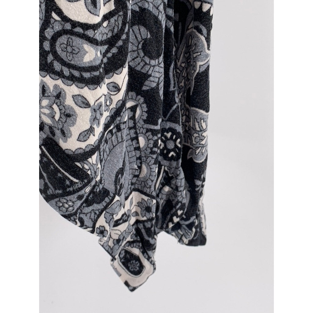 AVENUE Women's Plus Washed Black Paisley Printed 3/4 Sleeve Top SZ 26/28