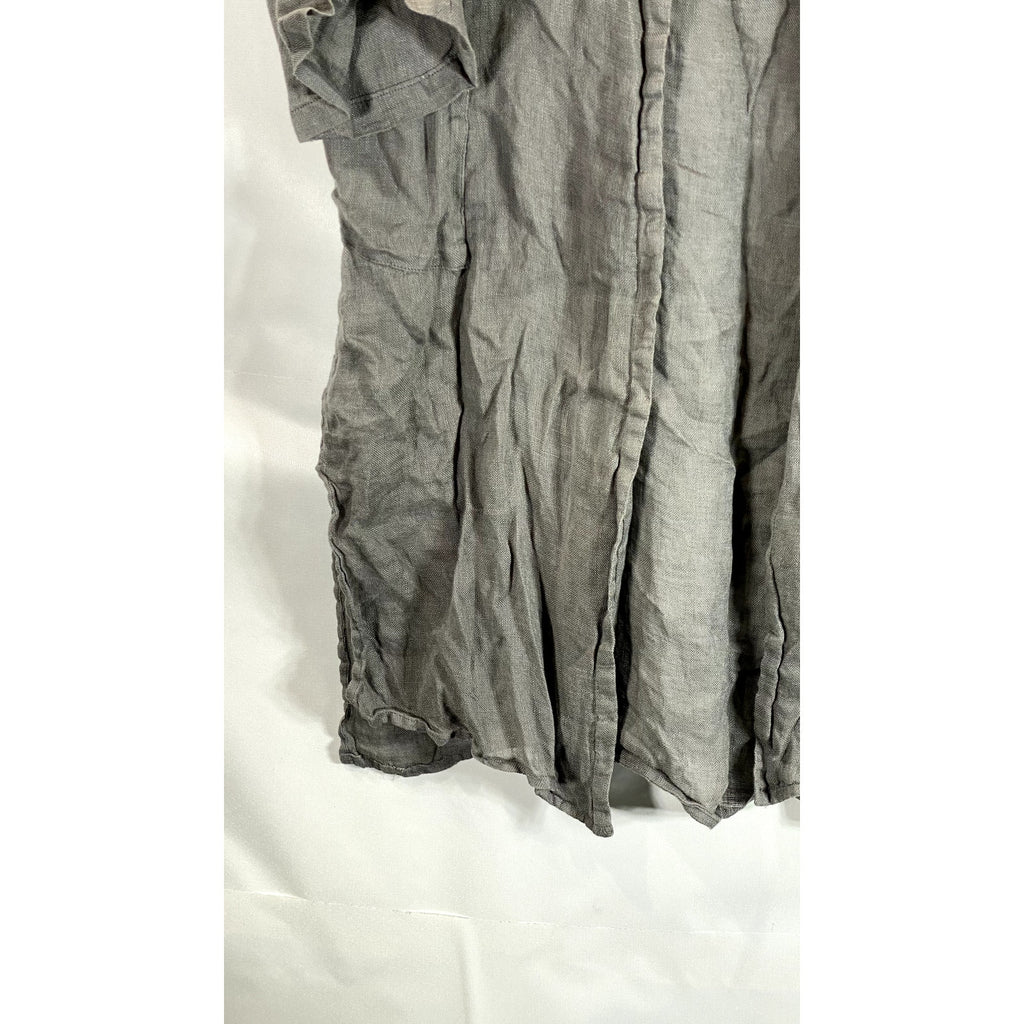 MEGASCHONI Women's Gray Linen Open-Front Lightweight Cardigan SZ S