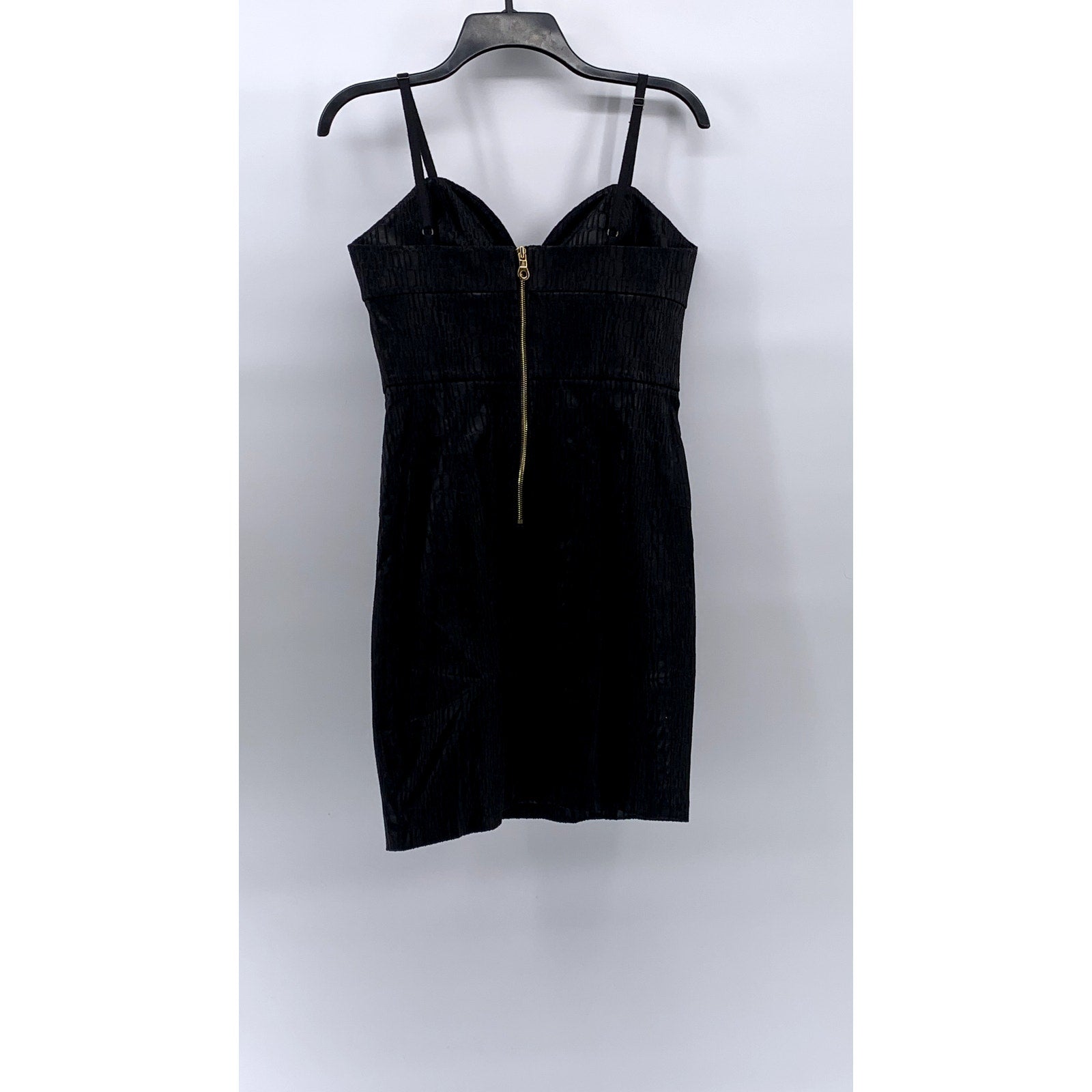 JAY GODFREY Women’s Black Animal Skin Print V-Neck Sheath Mini Dress SZ 8