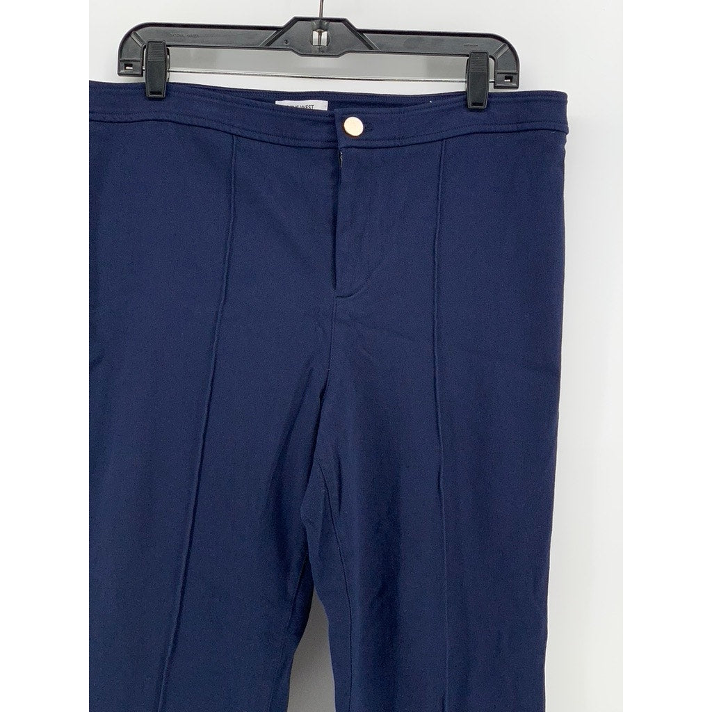 NINE WEST Women's Navy Solid Kick Flare High-Rise Pants SZ XL