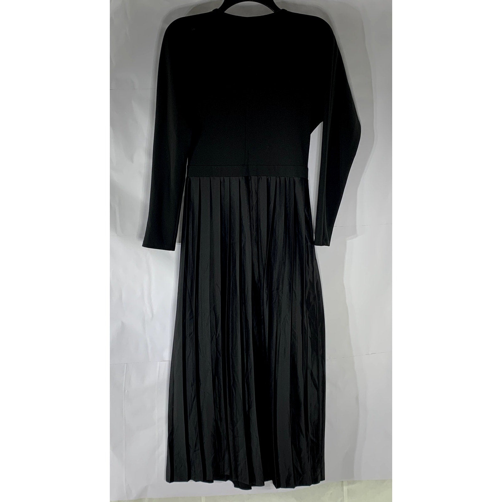ASOS Women’s Black Pleated Long Sleeve Wrap Midi Dress SZ 6