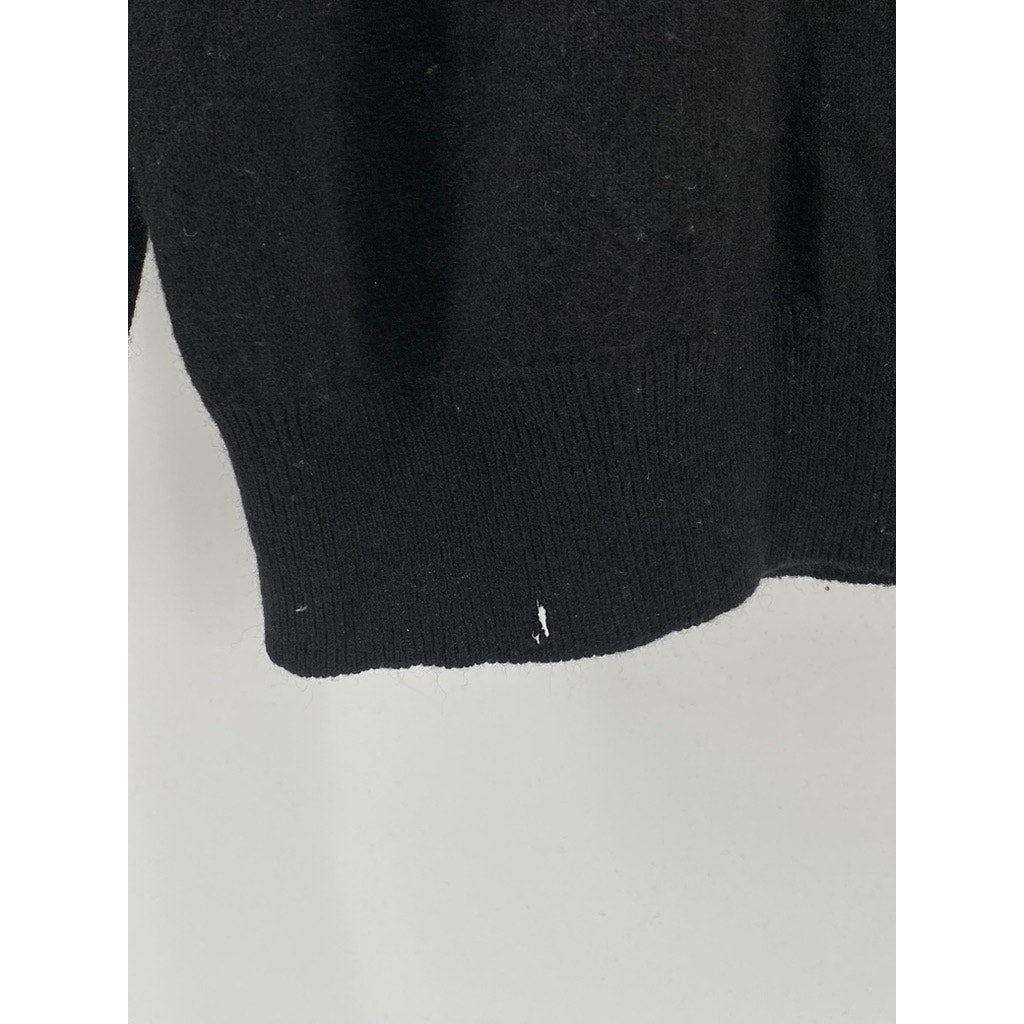 UNBRANDED Men’s Black Solid Cashmere V-Neck Long Sleeve Sweater SZ M