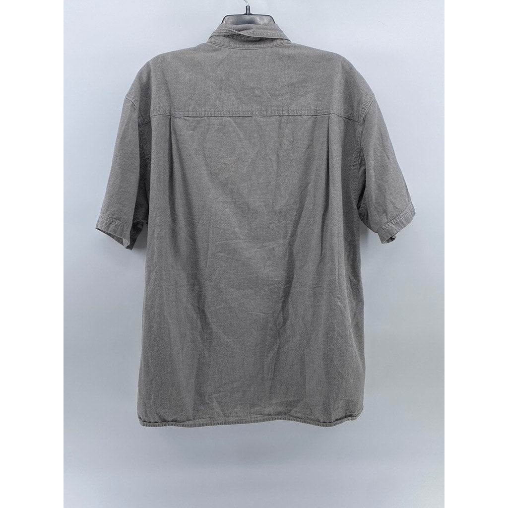 DULUTH TRADING CO Men's Gray Regular-Fit Short Sleeve Button-Up Shirt SZ L