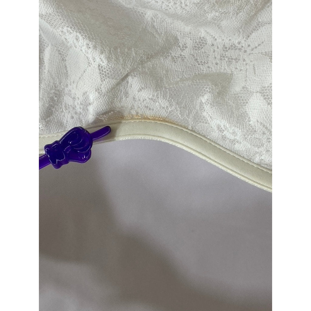 PINK By VICTORIA SECRET Women's White Floral Lace Adjustable Strap Bra SZ M