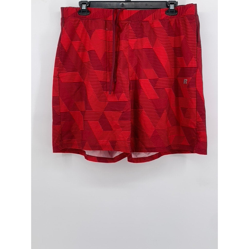 RUSSELL ATHLETIC Men's Red Abstract Print Dri-Power Active Shorts SZ L
