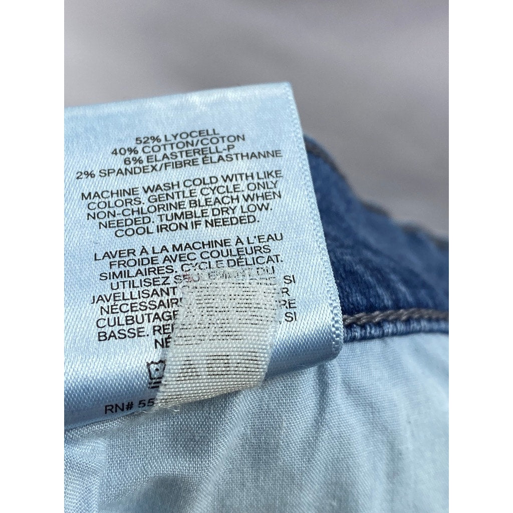 EXPRESS Women's Medium Blue Denim Distressed Raw-Hem Stretch Mid-Rise Jeans SZ6L