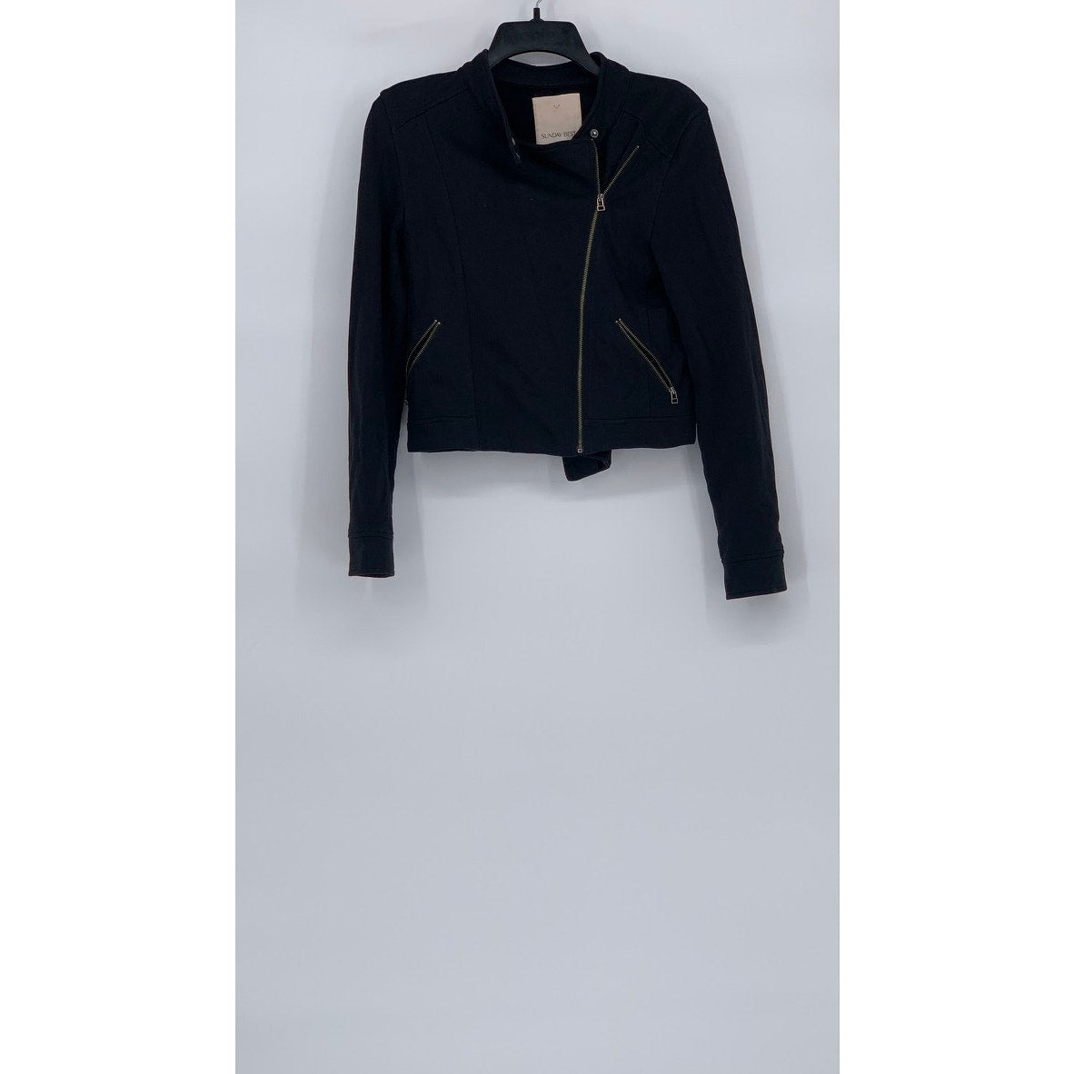 ARITZIA TNA SUNDAY BEST Women’s Black Asymmetrical Zip-Up Biker Moto Jacket SZ 4