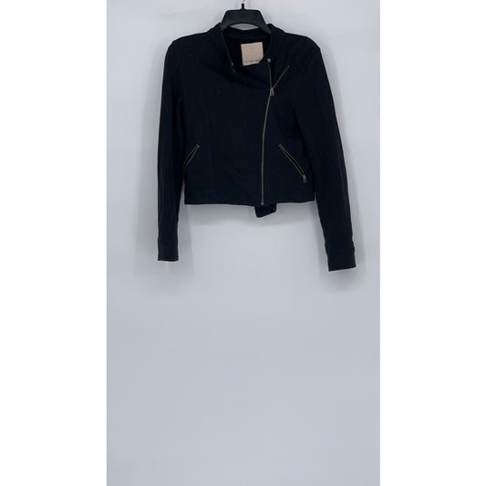 ARITZIA TNA SUNDAY BEST Women’s Black Asymmetrical Zip-Up Biker Moto Jacket SZ 4