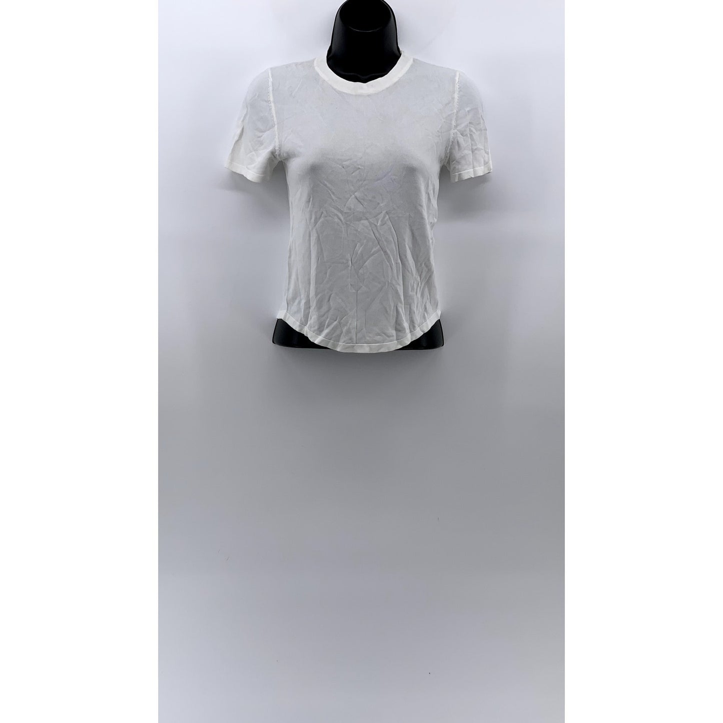 ZARA Women's White Extra Fine Rib Crewneck Short Sleeve Casual Top SZ S