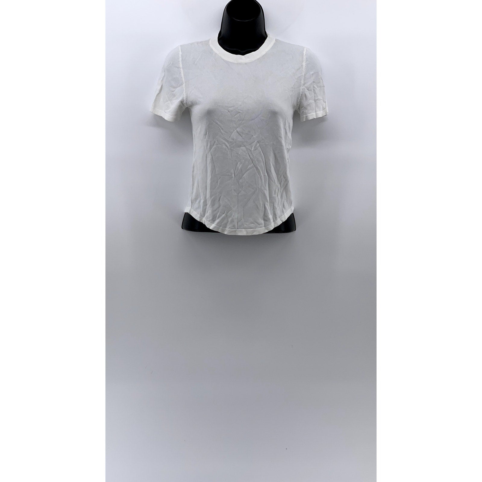ZARA Women's White Extra Fine Rib Crewneck Short Sleeve Casual Top SZ S