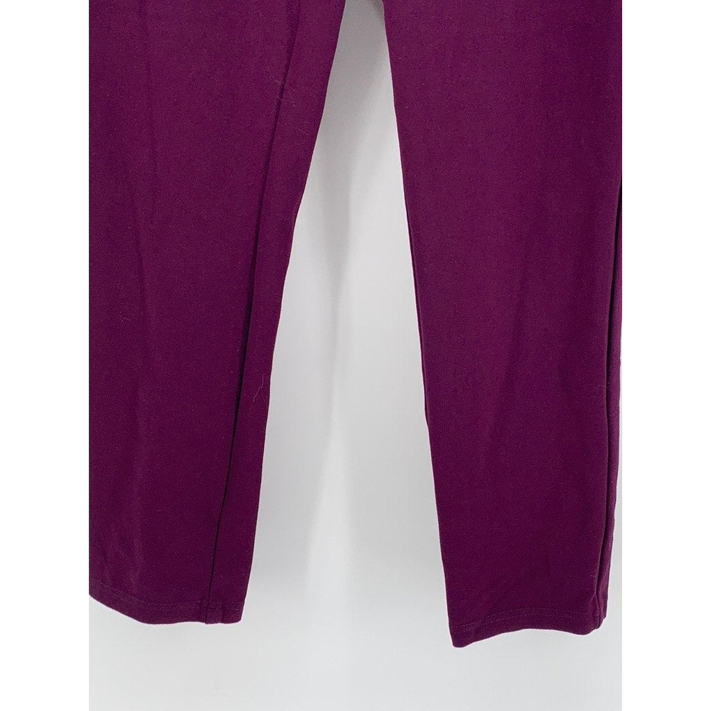 CALVIN KLEIN Women's Burgundy Solid Pull-On Ankle Pants SZ 10