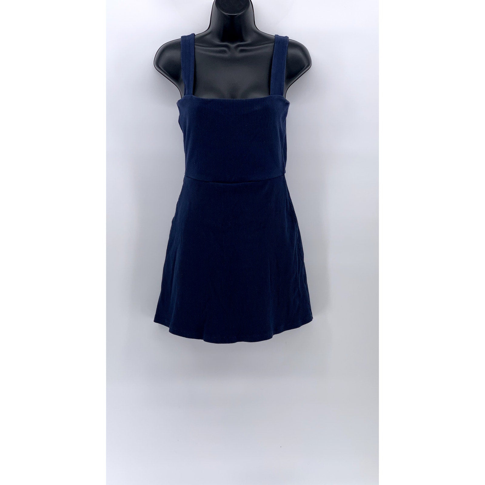 PINK Women's Navy Blue Straight-Neck Sleeveless Short Lined A-Line Dress SZ S