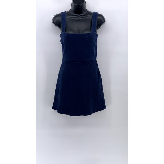 PINK Women's Navy Blue Straight-Neck Sleeveless Short Lined A-Line Dress SZ S