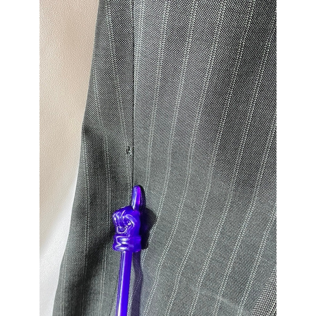 TED BAKER Men’s Long Gray Pinstripe Flat Front Straight-Leg Dress Pant SZ 34L