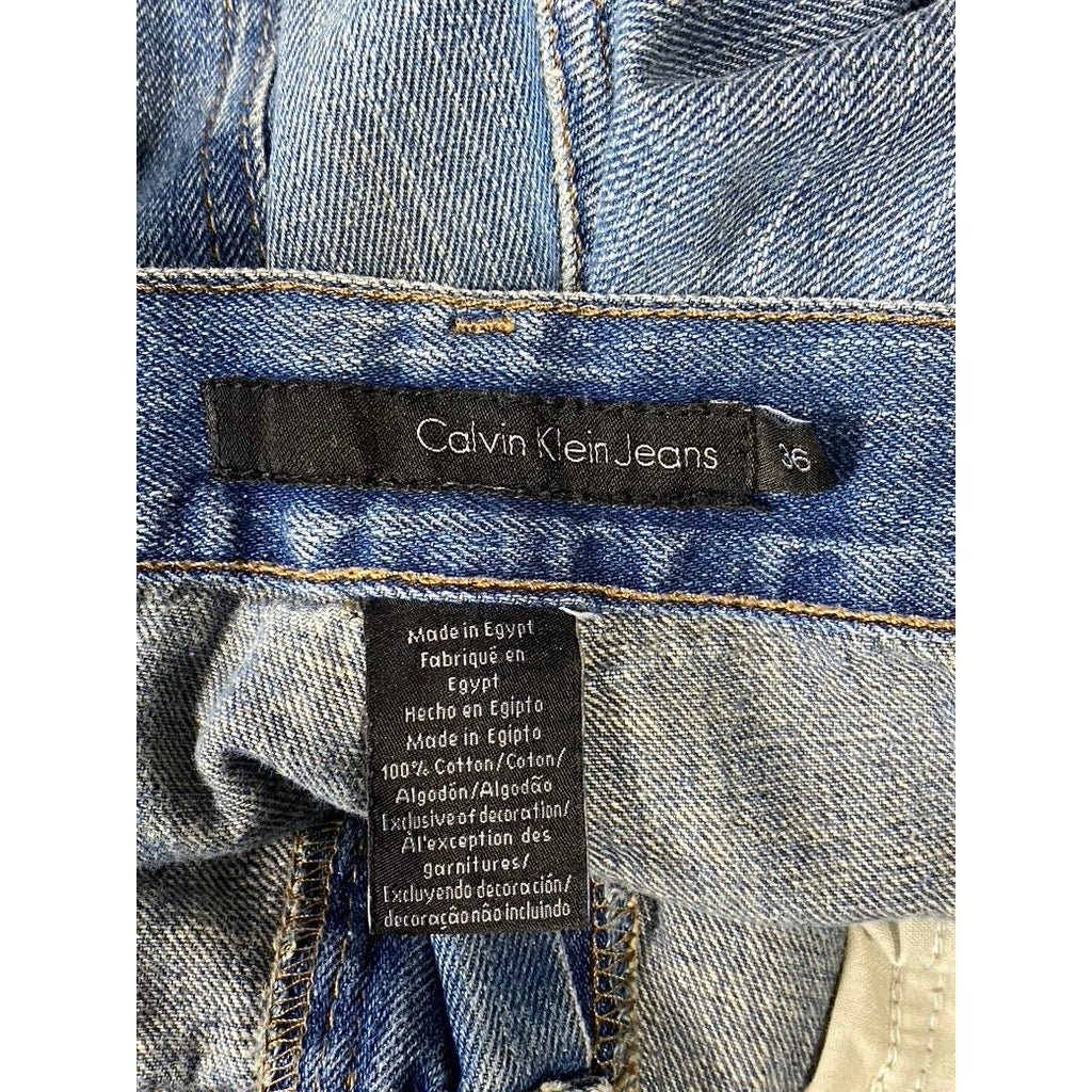 CALVIN KLEIN JEANS Men's Blue Five-Pocket Straight-Leg Denim Jeans SZ 36