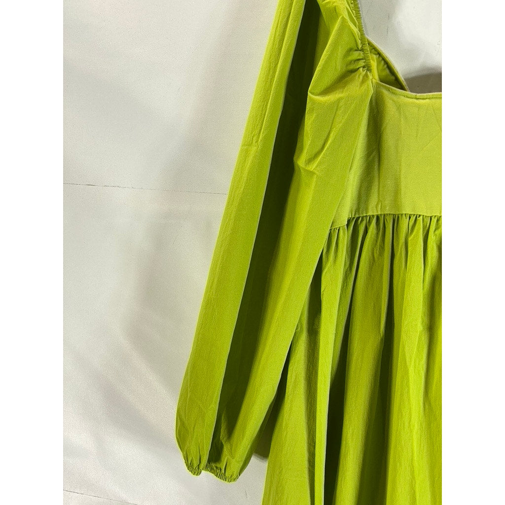 GESTUZ Women's Dark Citron MistGZ Midi Long Sleeve Off The Shoulder Dress SZ S