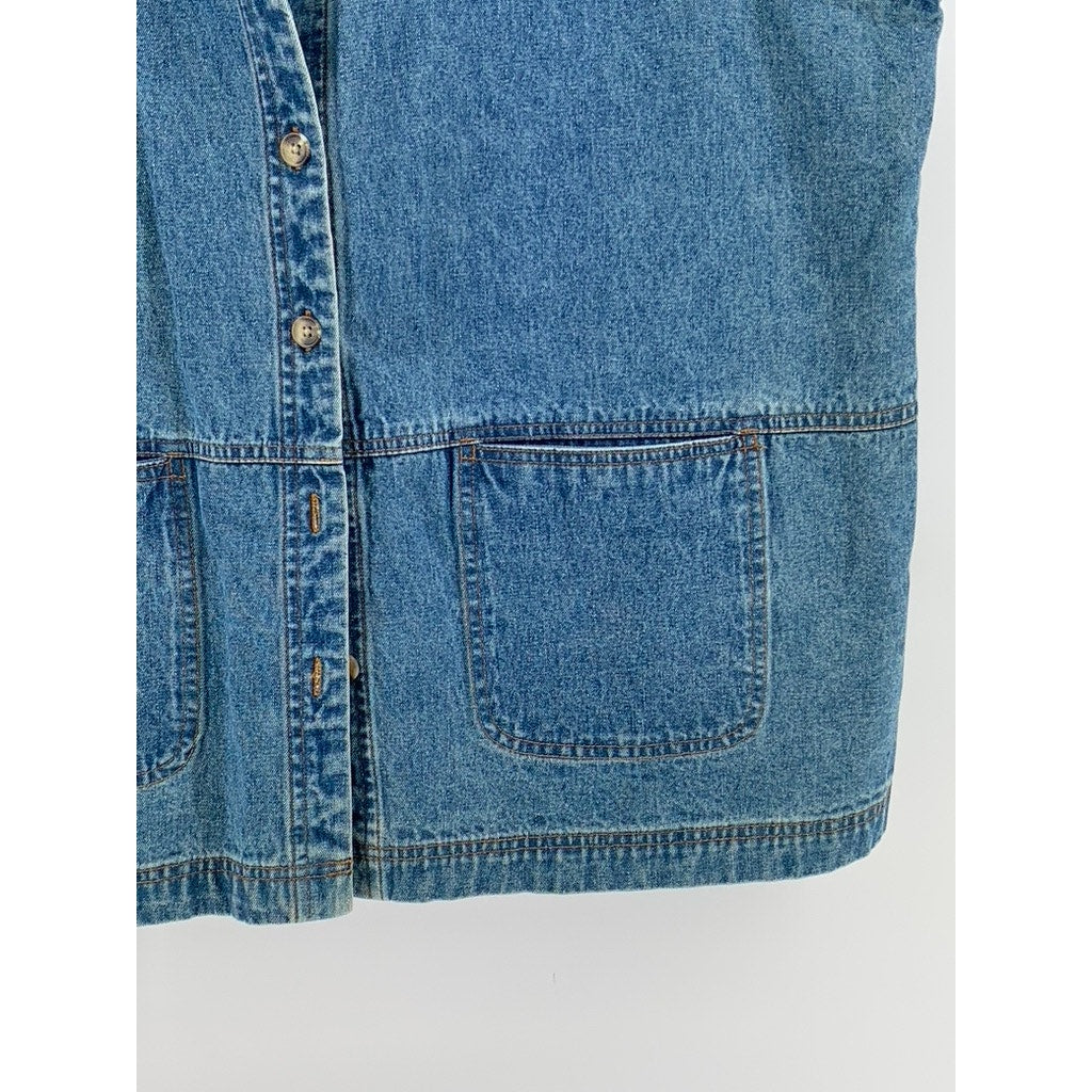 CABIN CREEK Women's Vintage Blue Denim Button-Up Sleeveless Cotton Top SZ XL