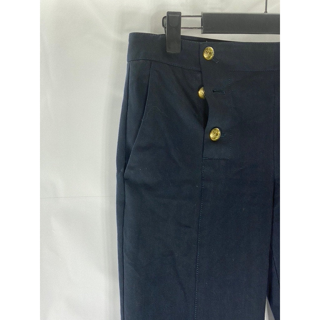 BANANA REPUBLIC Women's Navy Avery Button-Front Straight-Leg Ankle Pant SZ