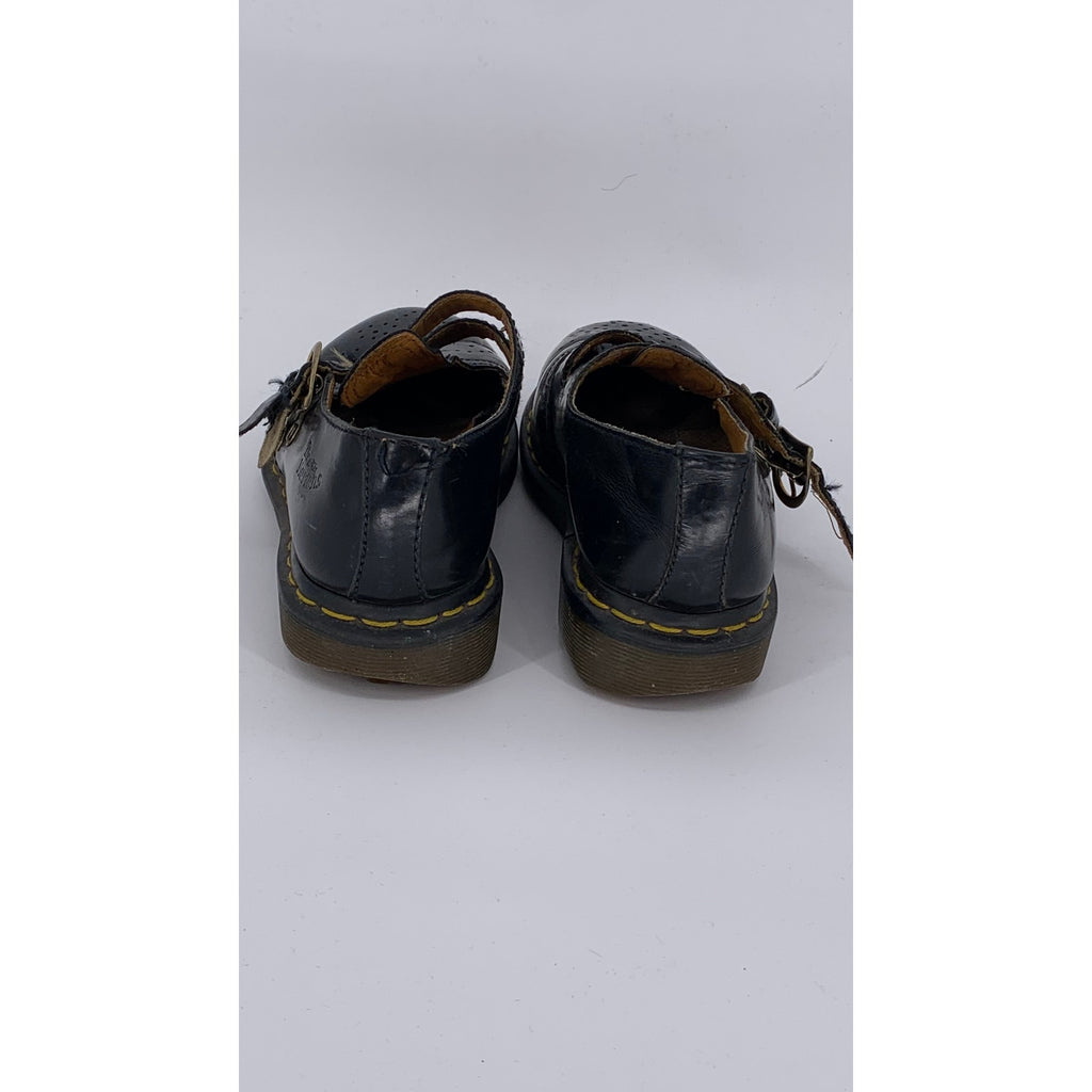 DR. MARTENS Women's Black Leather Perforated Slip-On Mary Jane Shoes SZ 7