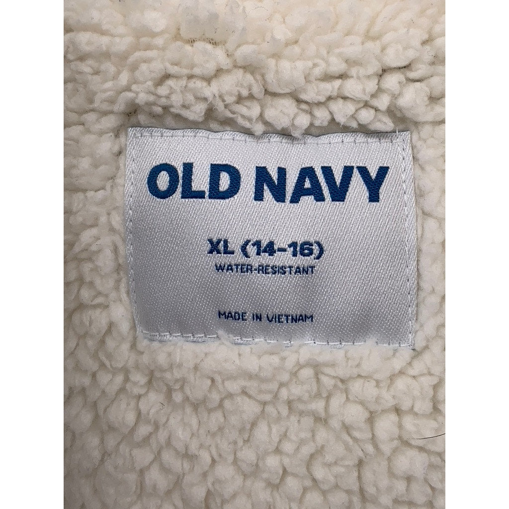 OLD NAVY Girls' Gray Zip-Up Puffer Hooded Jacket SZ XL