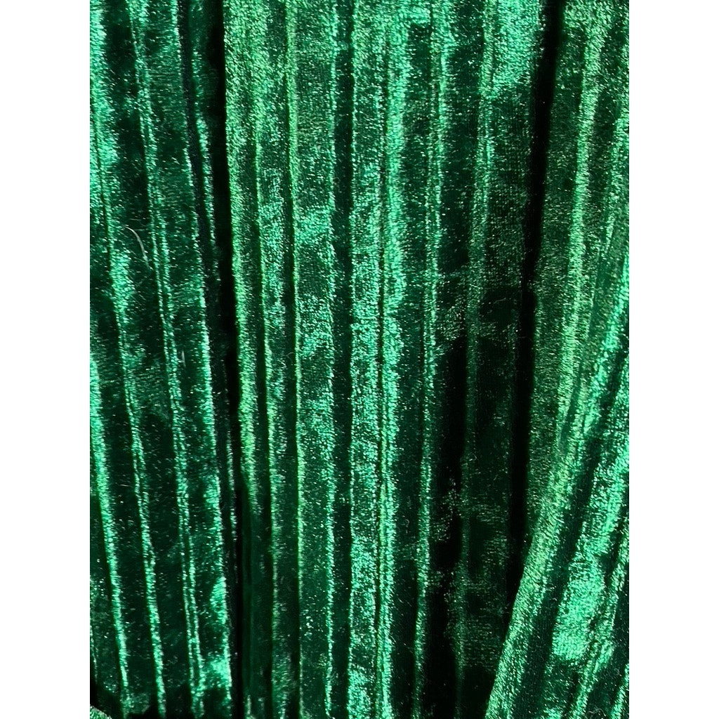DRESS FORUM Women's Dark Green Crewneck Pleated Velvet Waist Tie Mini Dress SZ M