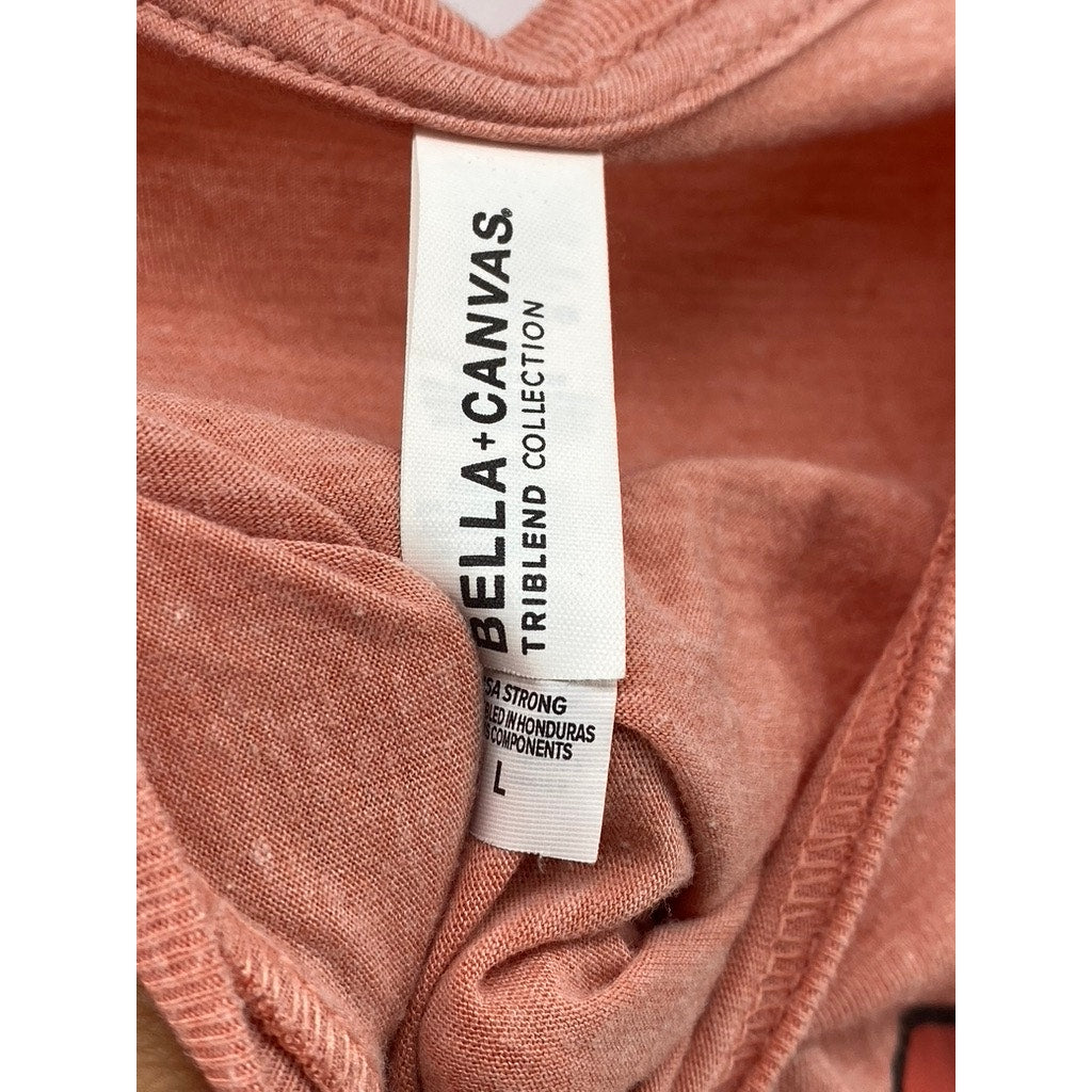 BELLA + CANVAS Unisex Adult Peach Crewneck Triblend Graphic T-Shirt SZ L