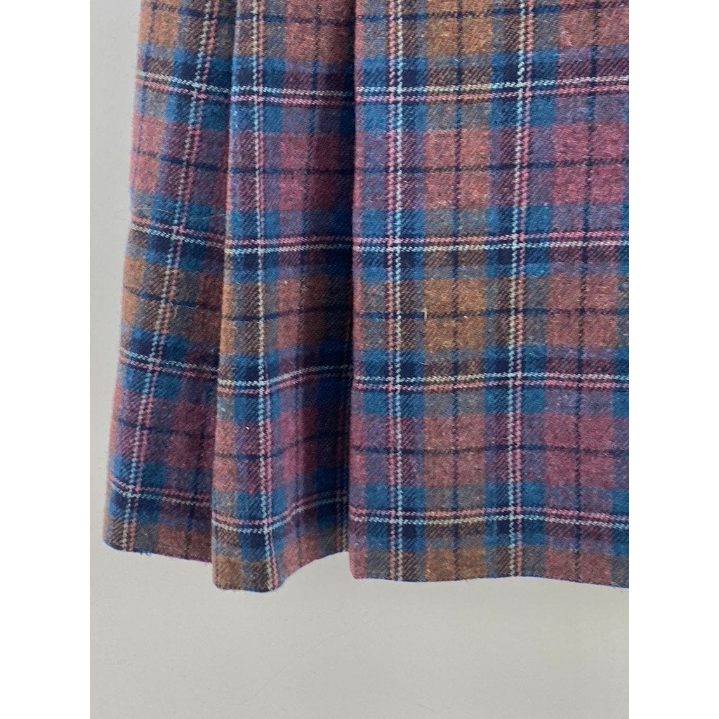 UNBRANDED Women's Blue-Purple Plaid A-Line Knee Length Skirt SZ S