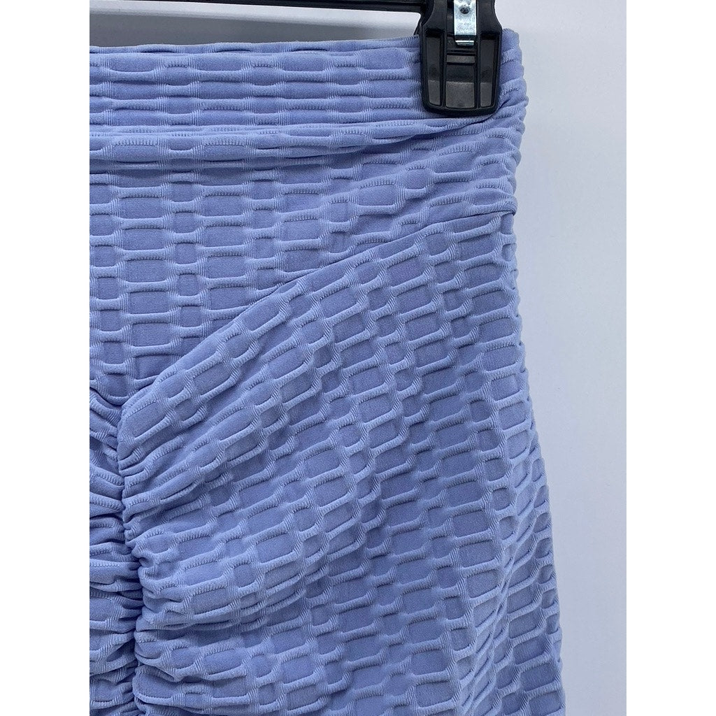 FOREVER 21 Women's Blue Honeycomb Textured Scrunched Side-Drawcord Shorts SZ S