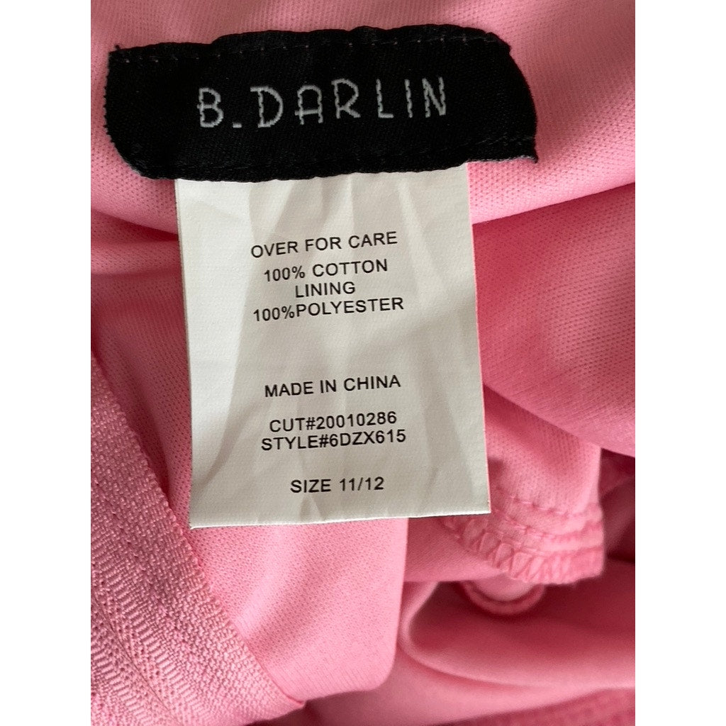 B.DARLIN Women's Bubblegum Pink Puff-Short Sleeve Ruffle Mini Dress SZ 11/12