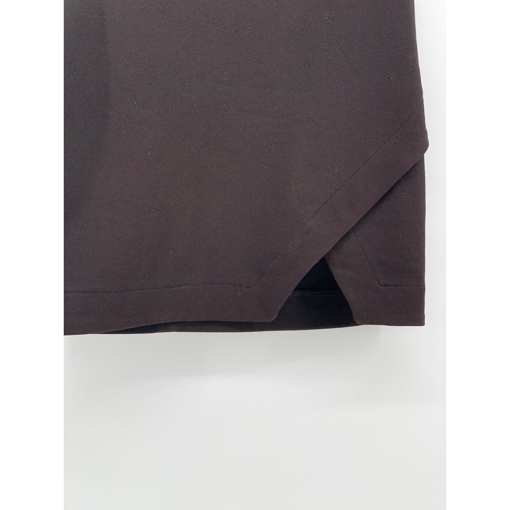 DYNAMITE Women's Black Solid Asymmetrical Slit-Hem Straight Mini Skirt SZ XS