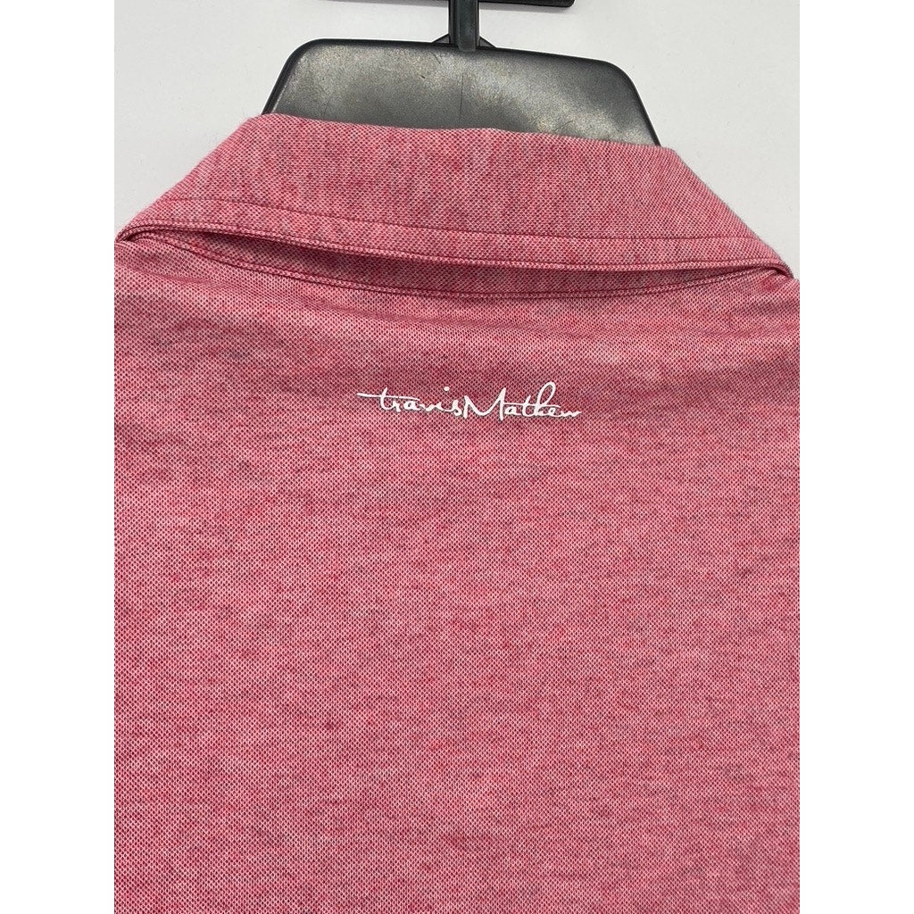 TRAVIS MATHEW Men’s Heather Cardinal She Classy Short Sleeve Polo SZ L