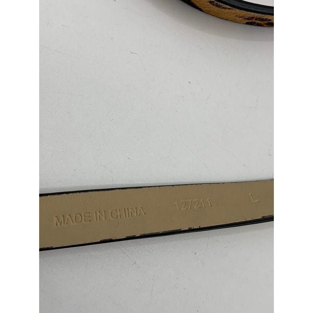 BANANA REPUBLIC Women's Animal Print Cow Leather Skinny Belt SZ L