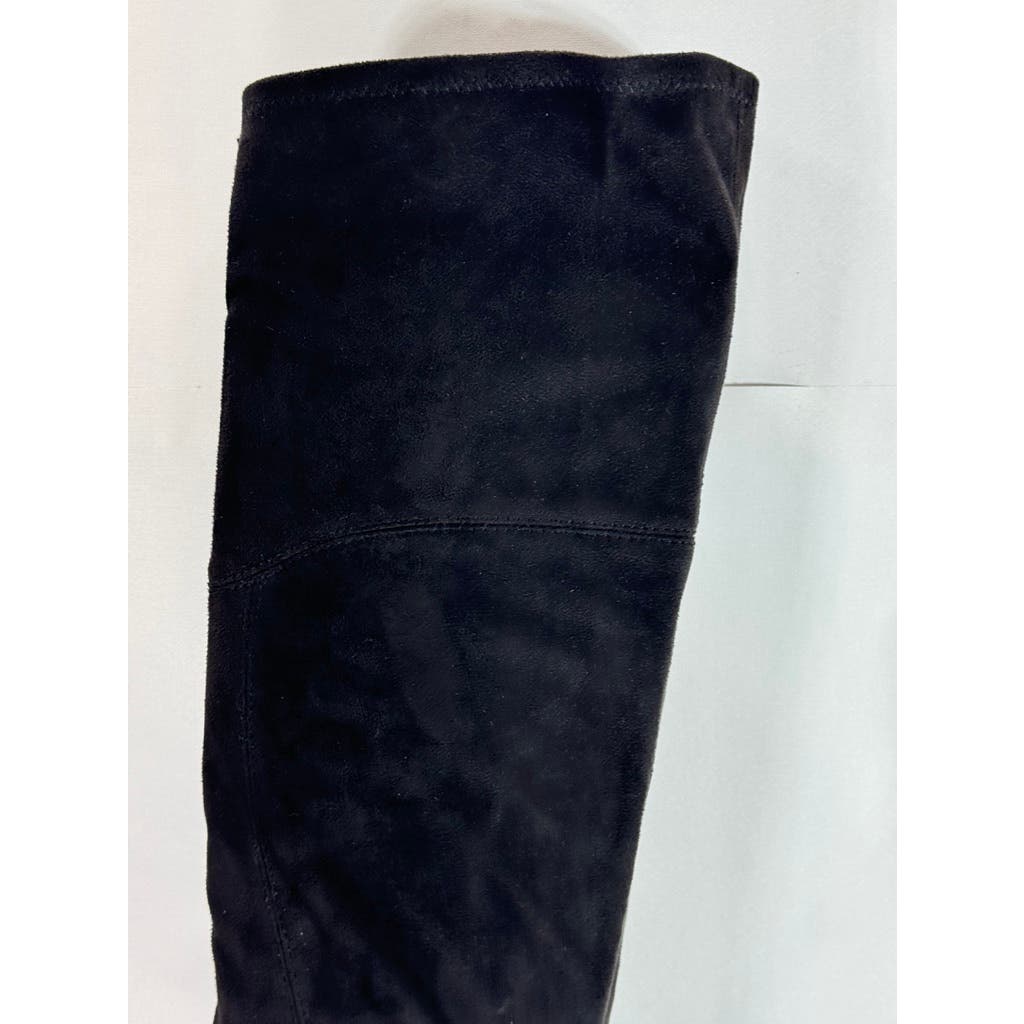 NINE WEST Women's Black Faux Suede Yanie Over-The-Knee Block-Heel Boots SZ 7.5