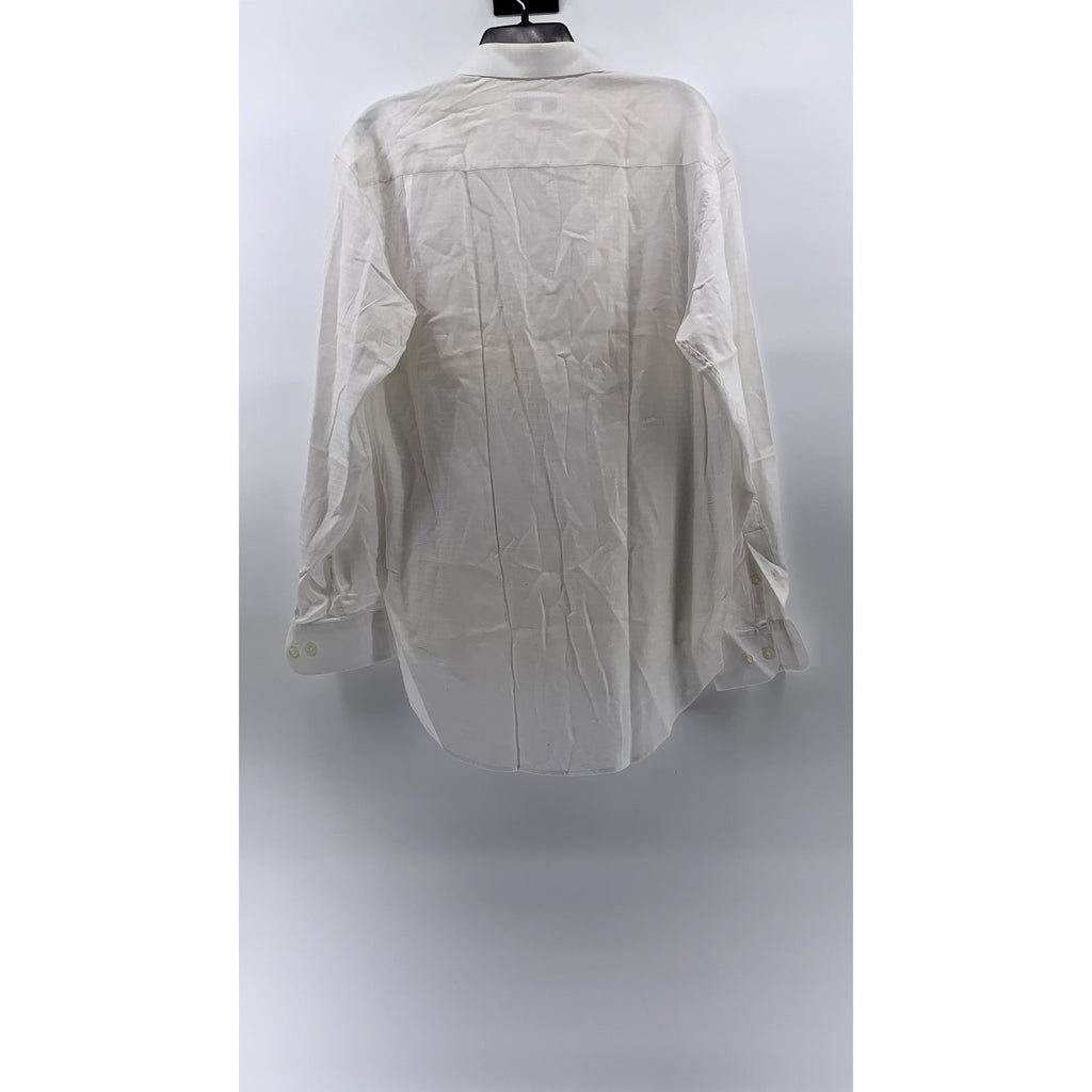 MONSIEUR BY GIVINCHY Men's Vintage White Regular-Fit Button-Up Shirt SZ 15.5