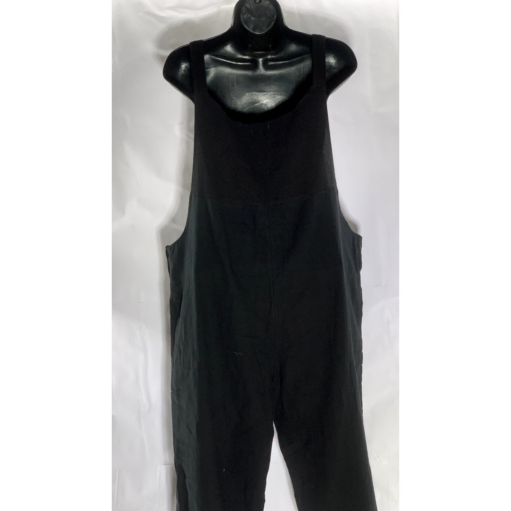 KAYA WEAR Women's Black Lightweight Button Strap Straight-Neck Overall SZ M/L