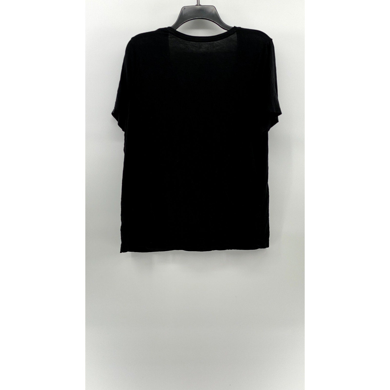 A NEW DAY Women's Black Solid V-Neck Short Sleeve Casual Top SZ L