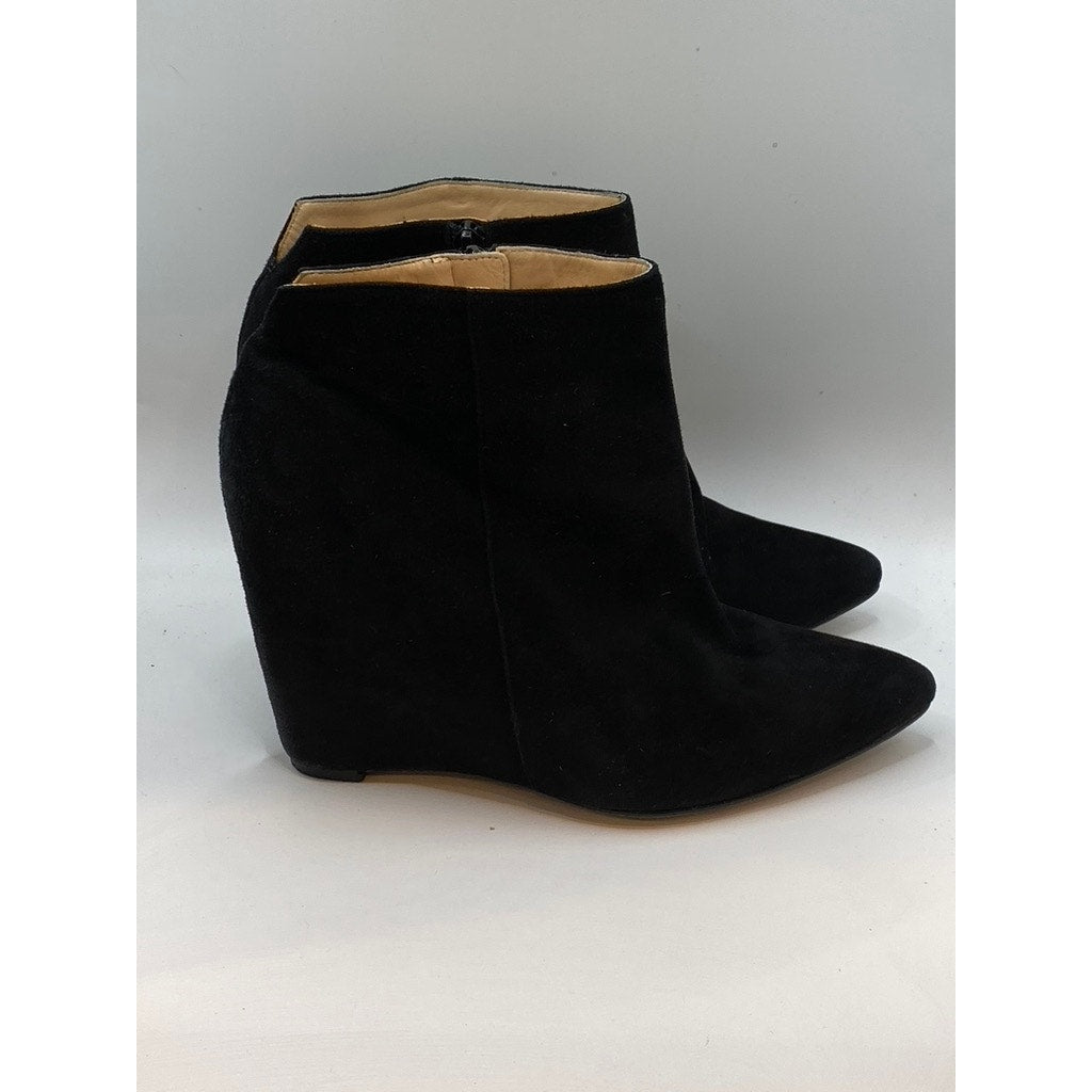 COLE HAAN Women's Black Suede Pointed-Toe Wedge Ankle Bootie SZ 8.5