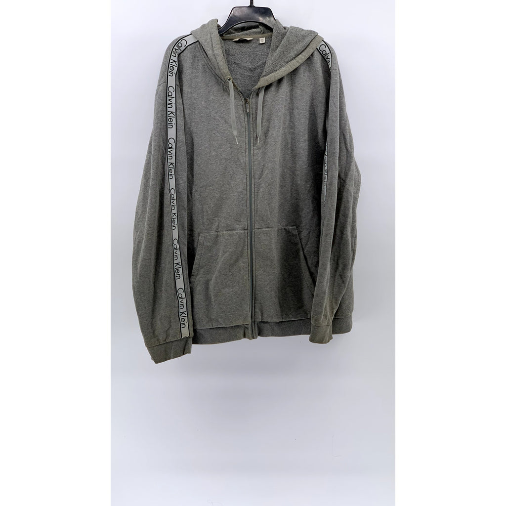 CALVIN KLEIN Men's Gray Logo Zip-Up Sweatshirt SZ 2XL