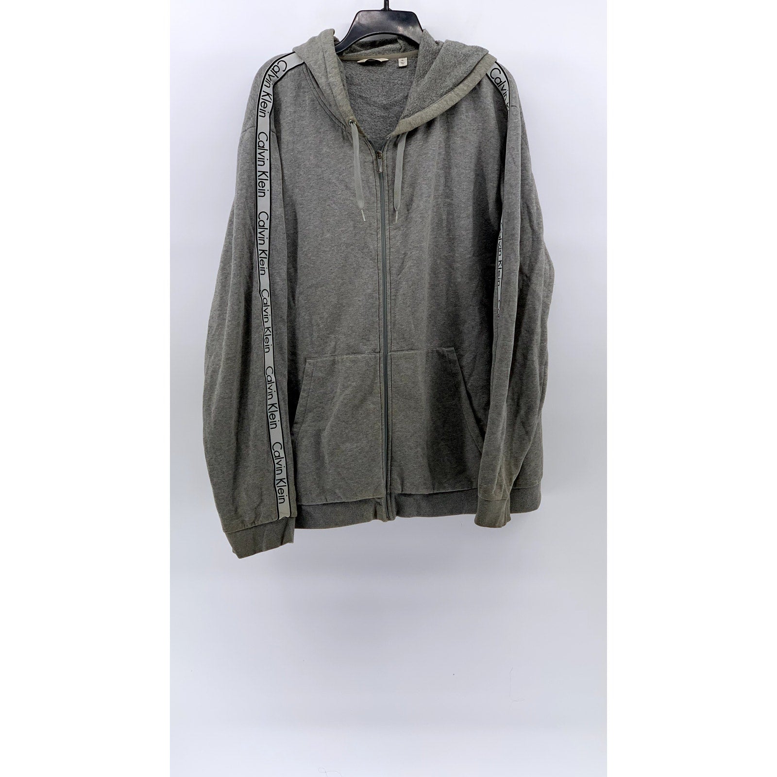 CALVIN KLEIN Men's Gray Logo Zip-Up Sweatshirt SZ 2XL