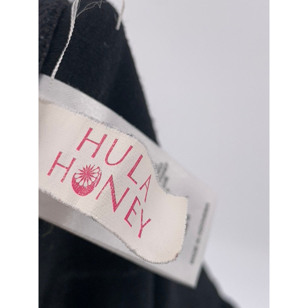 HULA HONEY Women's Black Solid Drapey Strapless A-Line Mini Dress SZ M