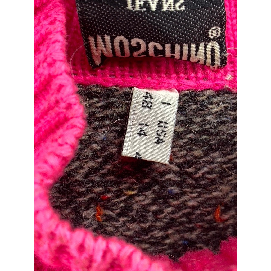 MOSCHINO Women's Multicolor Knit Mock-Neck Long Sleeve Pullover Sweater SZ 14