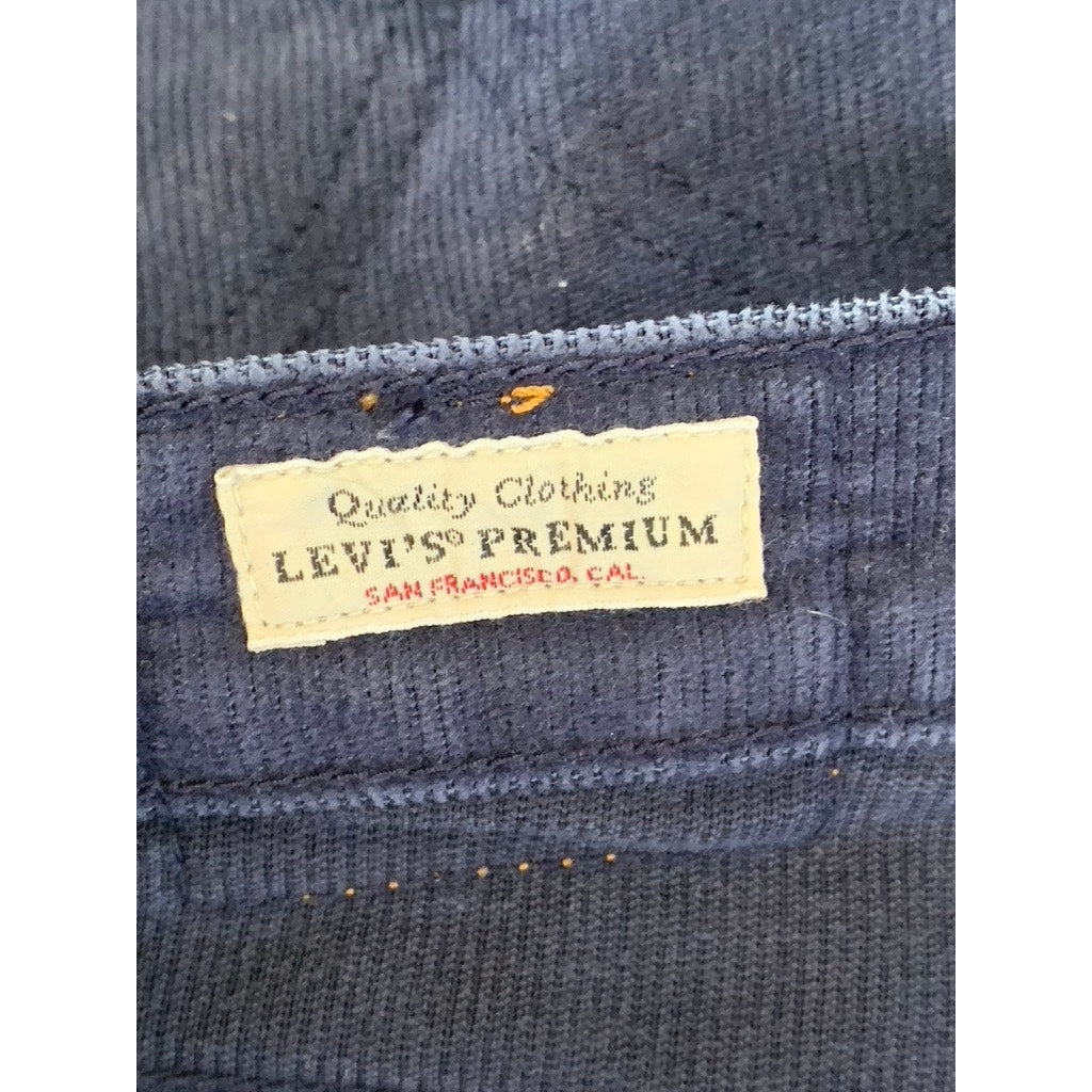 LEVI'S Women's Navy Blue Corduroy Button-Fly Wedgie-Fit Straight-Leg Pant SZ 27