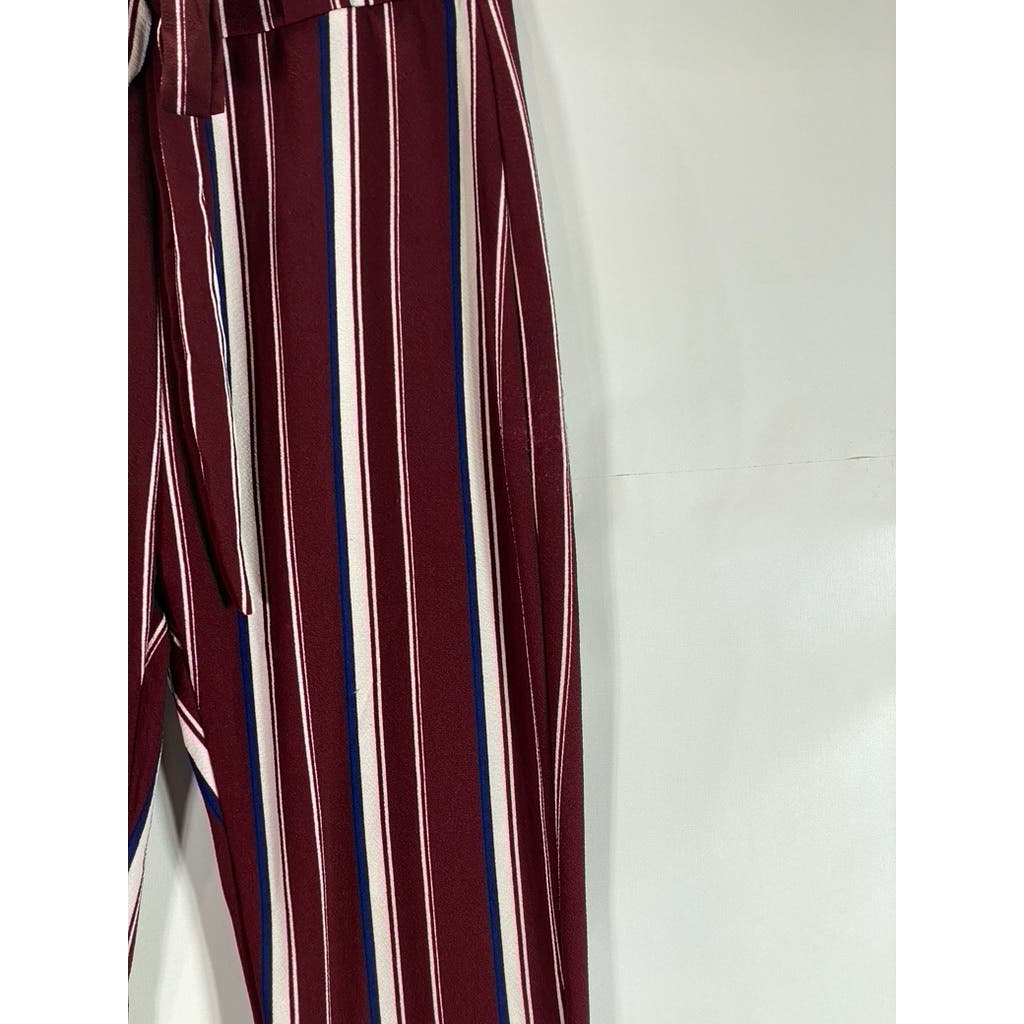 SPARK Women's Burgundy Striped Adjustable Strap Pull-On Pants SZ XL