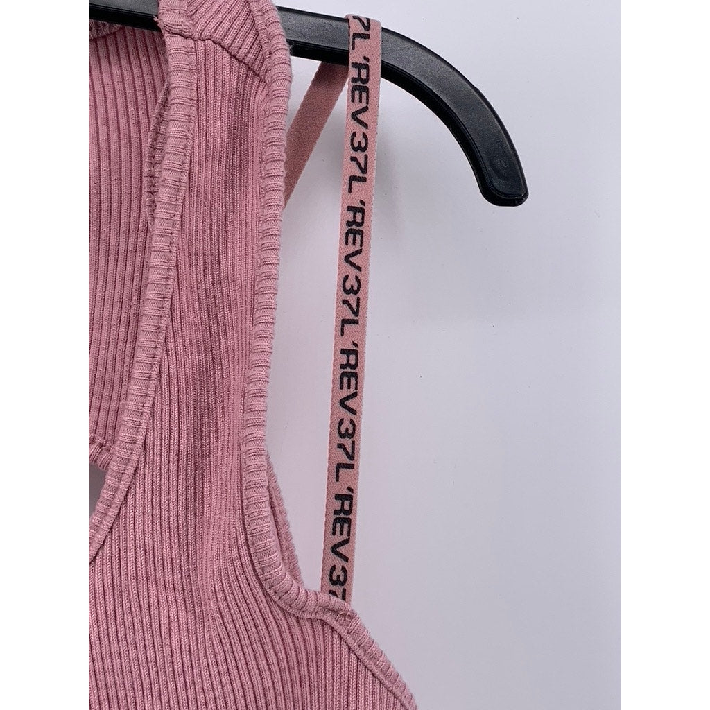 SANTE GRACE Women's Pink Ribbed Cutout Bodysuit SZ 1X