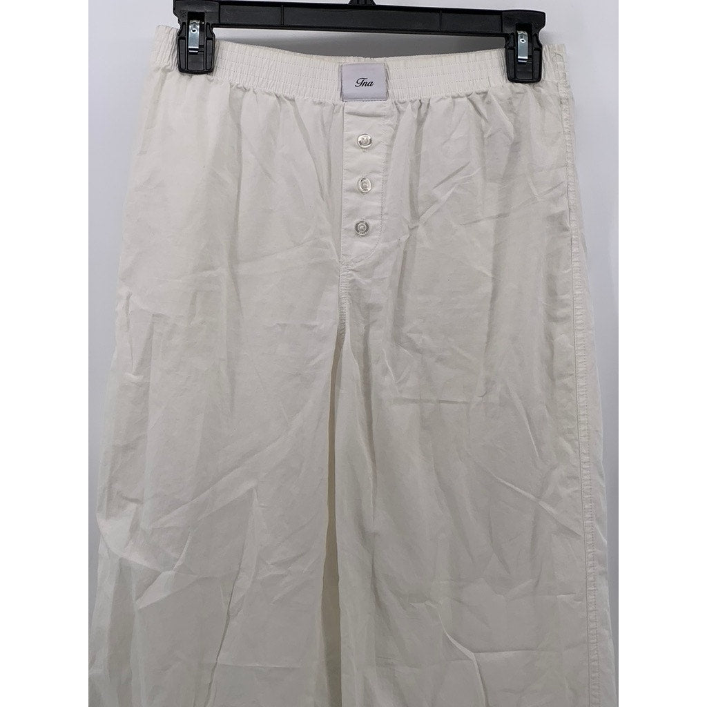 ARITZIA TNA Women's White Solid Straight-Leg Relaxed Fit Pajama Pant SZ XS