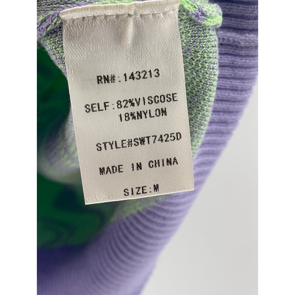 MISS LOVE Women's Purple-Green Swirl Crewneck Sleeveless Retro Sweater Vest SZ M